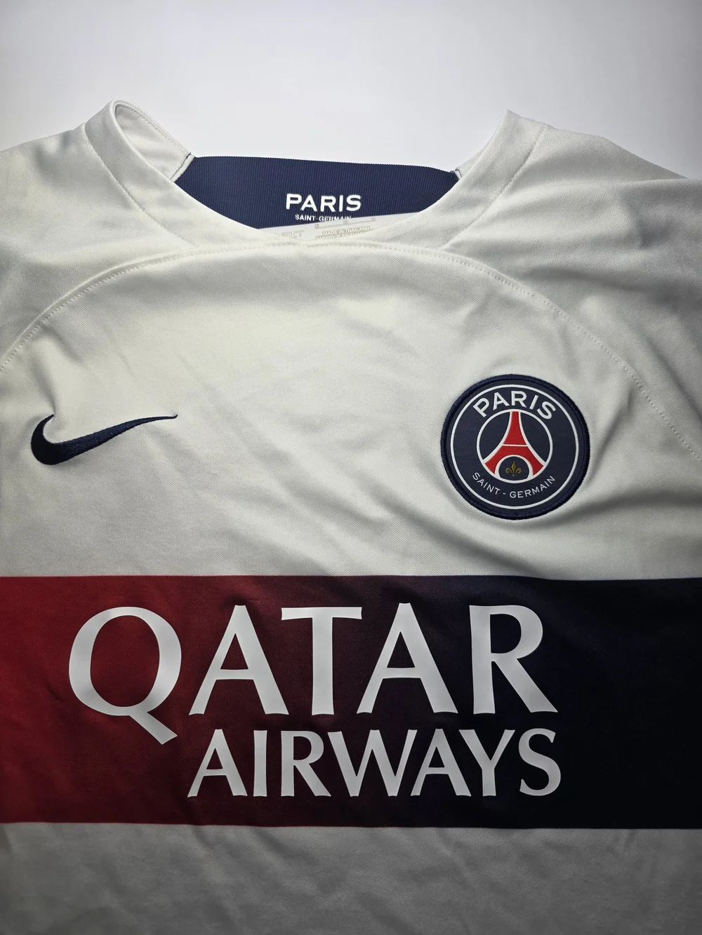Nike Paris Saint-Germain White Jersey with Red & Navy Chest Band
